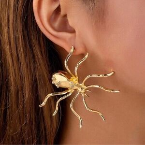 Vintage Gold Spider Earrings